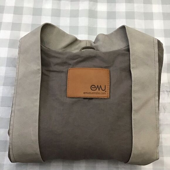 𝅺EMU Australia blazer jacket leather neutral tone beige grey open front pockets - Picture 14 of 15